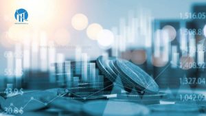 دو سری سکه آبی همراه گراف اقتصادی