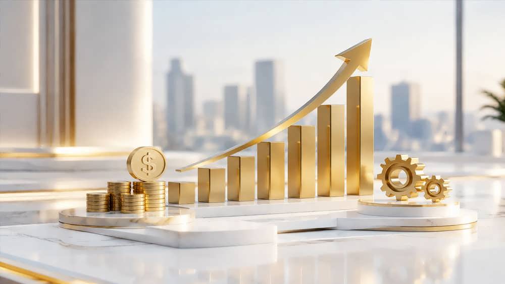 نمایش گرافیکی و مدرن از بهره وری عملیاتی و کنترل هزینه ها در یک محیط کسب وکار.